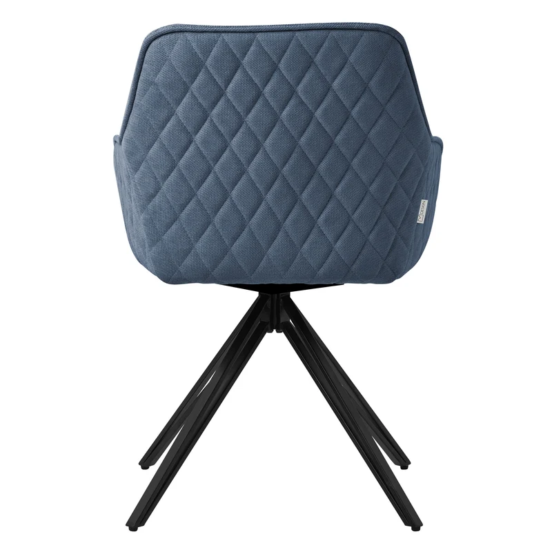Esszimmerstuhl drehbar 6er Set Blau aus Textil Webstoff Küchenstuhl mit Rücken- und Armlehne ML-Design