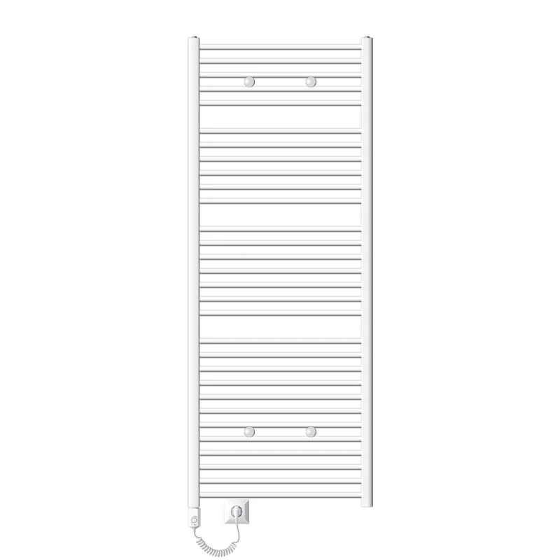Elektrischer Badheizkörper mit Heizstab 1200W 750x1800 mm Weiß gebogen mit Seitenanschluss LuxeBath