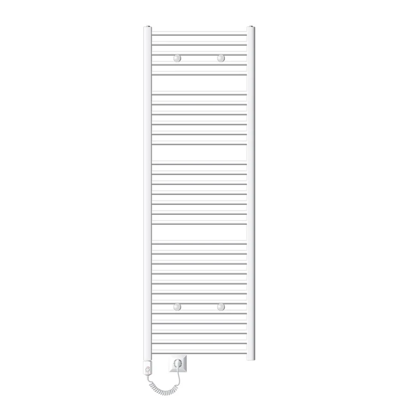 Elektrischer Badheizkörper mit Heizstab 1200W 600x1800 mm Weiß gebogen mit Seitenanschluss LuxeBath