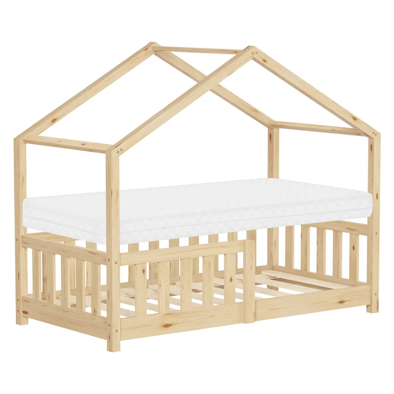 ML-Design | Kinderbett Haus aus Kiefernholz mit Lattenrost & Rausfallschutz
