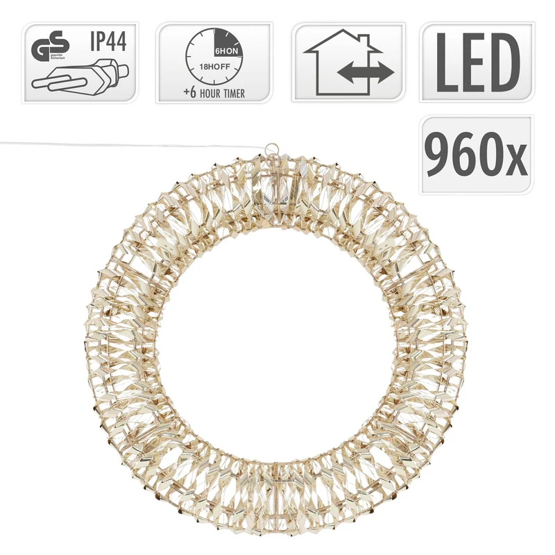 Lichterkranz für Weihnachten 58 cm warmweiß 960 LEDs IP44 Innen/Außen