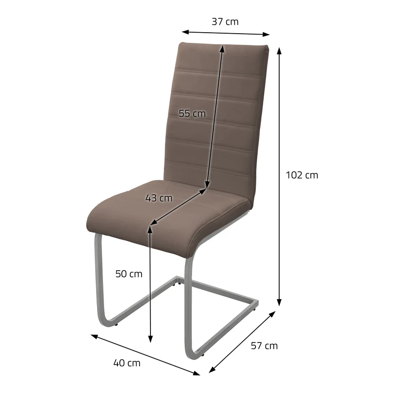 B-Ware Esszimmerstuhl Freischwinger 2er Set mit Rückenlehne Braun Kunsterlederbezug ML-Design