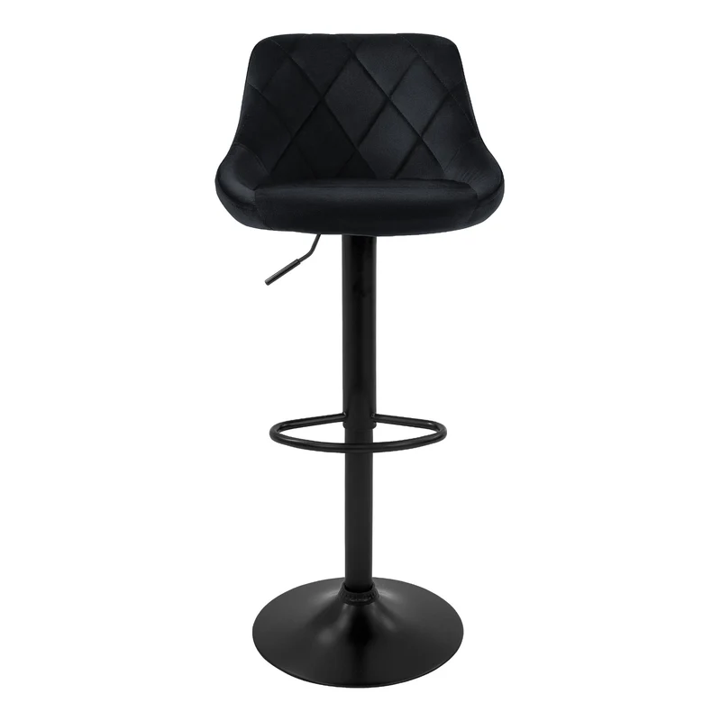 B-Ware Barhocker 2er Set Schwarz Samtbezug mit Rückenlehne und Fußstütze höhenverstellbar 62-82cm ML-Design