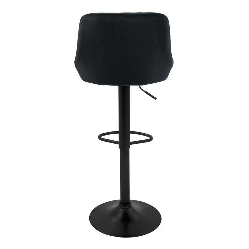 B-Ware Barhocker 2er Set Schwarz Samtbezug mit Rückenlehne und Fußstütze höhenverstellbar 62-82cm ML-Design