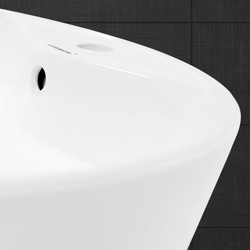 Waschbecken Rund mit Überlauf Ø 45,5x18,5 cm Weiß aus Keramik LuxeBath