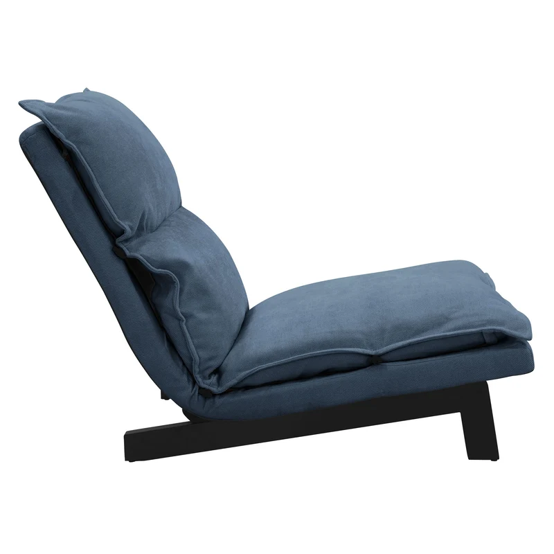 Bodenstuhl Blau Bodensessel gepolstert mit verstellbarer Rückenlehne Leinenbezug robustes Stahlgestell ML-Design