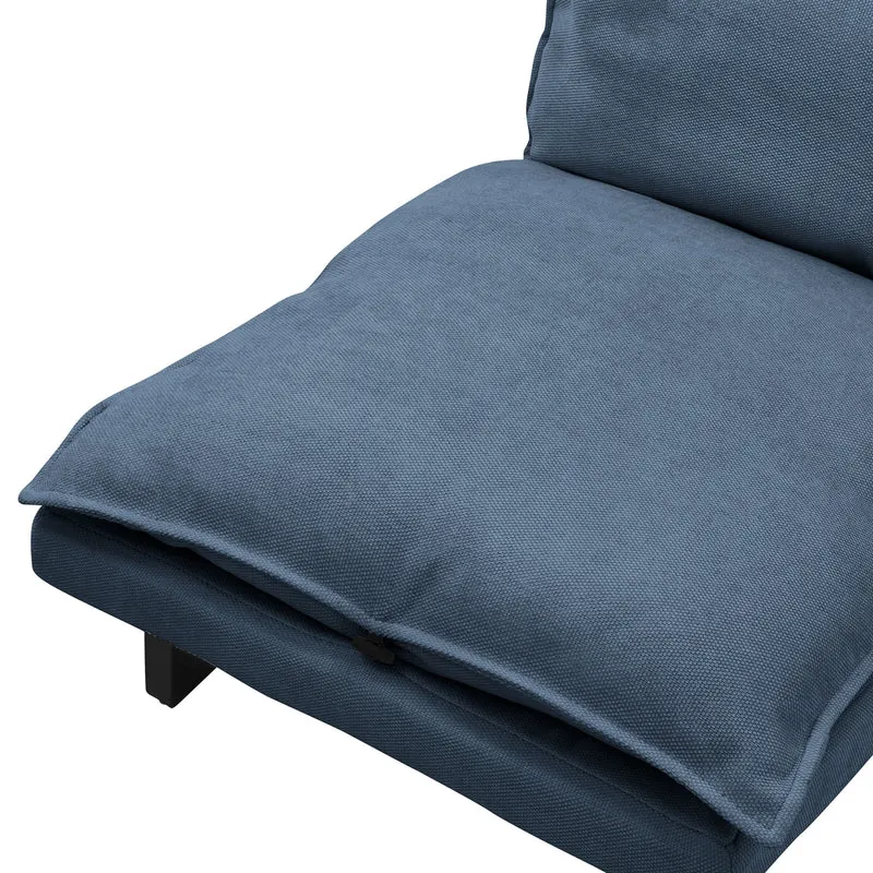 Bodenstuhl Blau Bodensessel gepolstert mit verstellbarer Rückenlehne Leinenbezug robustes Stahlgestell ML-Design