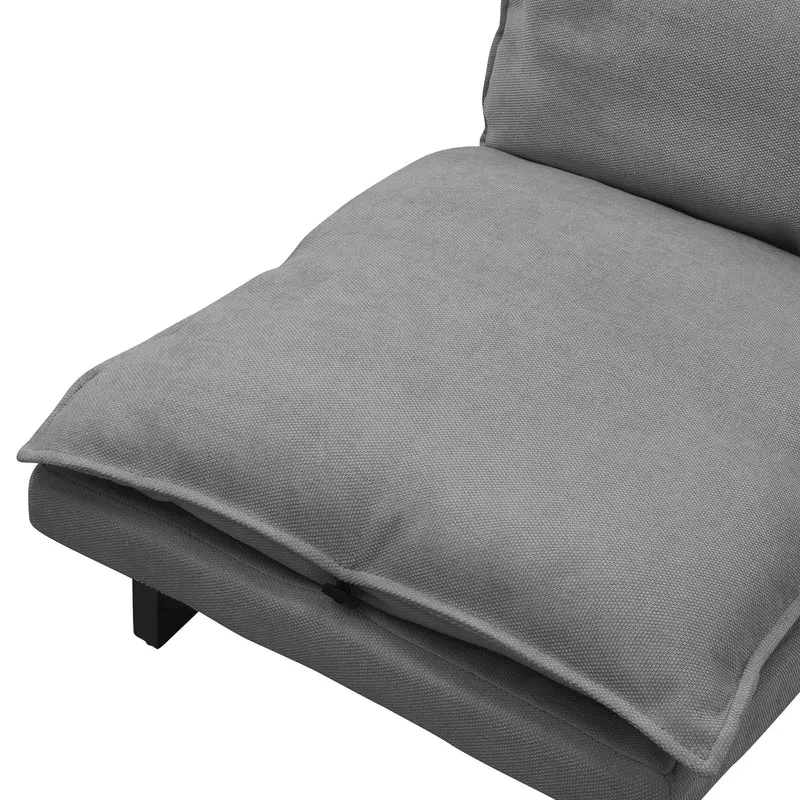 Bodenstuhl Grau Bodensessel gepolstert mit verstellbarer Rückenlehne Leinenbezug robustes Stahlgestell ML-Design