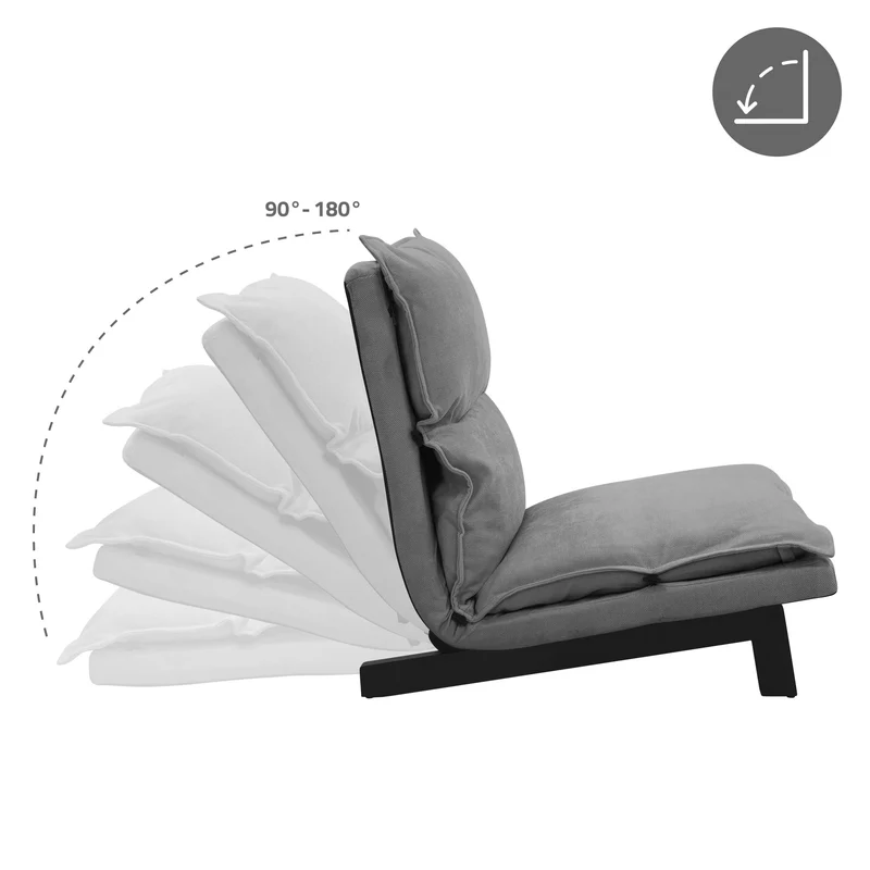 Bodenstuhl Grau Bodensessel gepolstert mit verstellbarer Rückenlehne Leinenbezug robustes Stahlgestell ML-Design