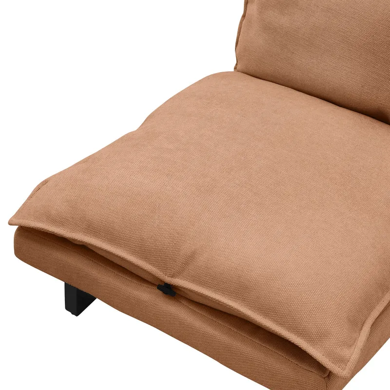 Bodenstuhl Braun Bodensessel gepolstert mit verstellbarer Rückenlehne Leinenbezug robustes Stahlgestell ML-Design