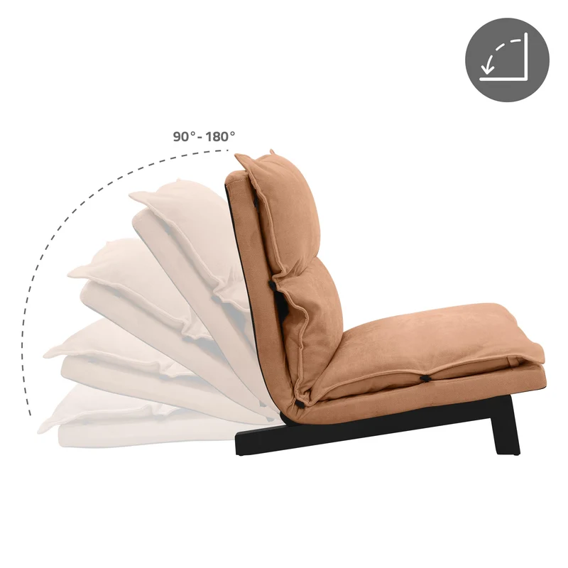 Bodenstuhl Braun Bodensessel gepolstert mit verstellbarer Rückenlehne Leinenbezug robustes Stahlgestell ML-Design