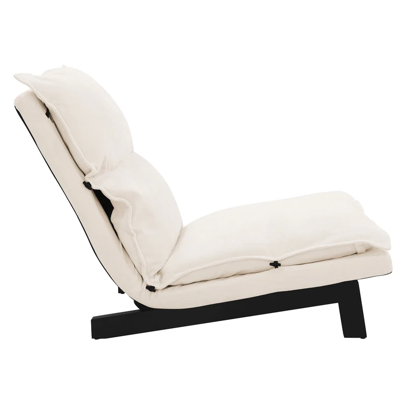 Bodenstuhl Beige Bodensessel gepolstert mit verstellbarer Rückenlehne Leinenbezug robustes Stahlgestell ML-Design