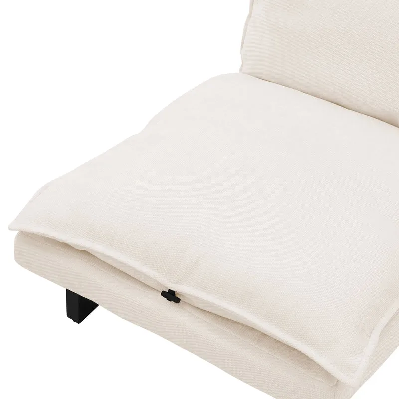 Bodenstuhl Beige Bodensessel gepolstert mit verstellbarer Rückenlehne Leinenbezug robustes Stahlgestell ML-Design