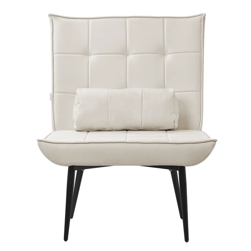 ML-DESIGN | Sessel mit Lendenkissen 79x100x97 cm aus Kunstleder Creme Relaxsessel Loungesessel bequem Retro Lesesessel Polstersessel für Wohnzimmer
