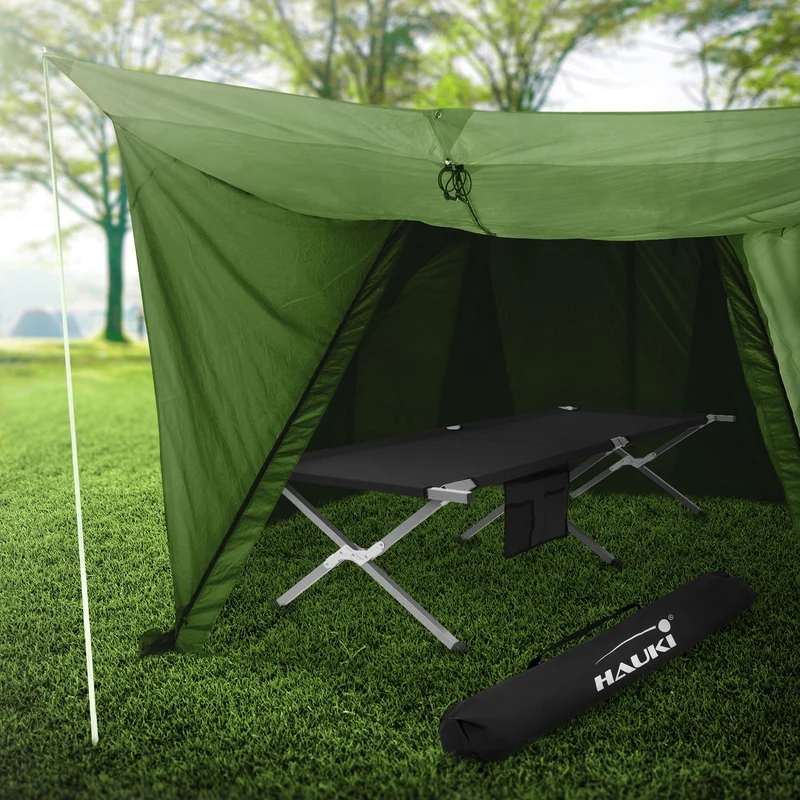 Campingbett Feldbett klappbar 210x83x46 cm Schwarz mit Tragetasche bis 150 kg Hauki