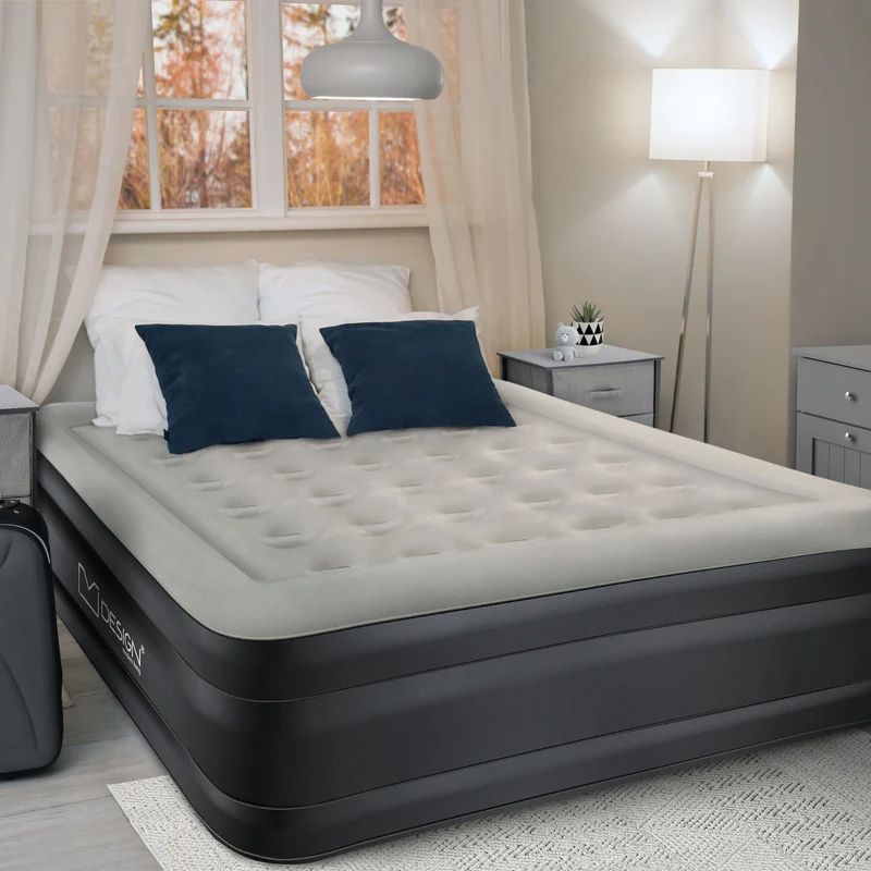 Luftmatratze Luftbett mit eingebauter Luftpumpe für 2 Personen 203x157x47 cm Grau ML-Design