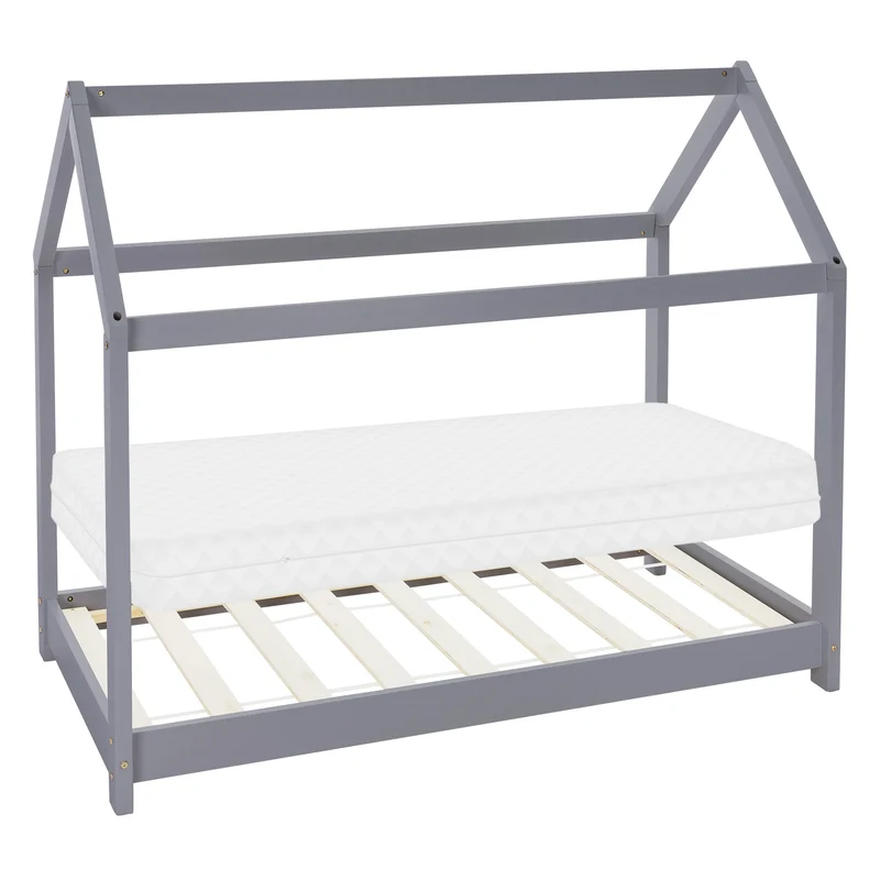 ML-Design | Kinderbett mit/ohne Matratze aus Kiefernholz Hausbett Holzbett mit Dach und Lattenrost