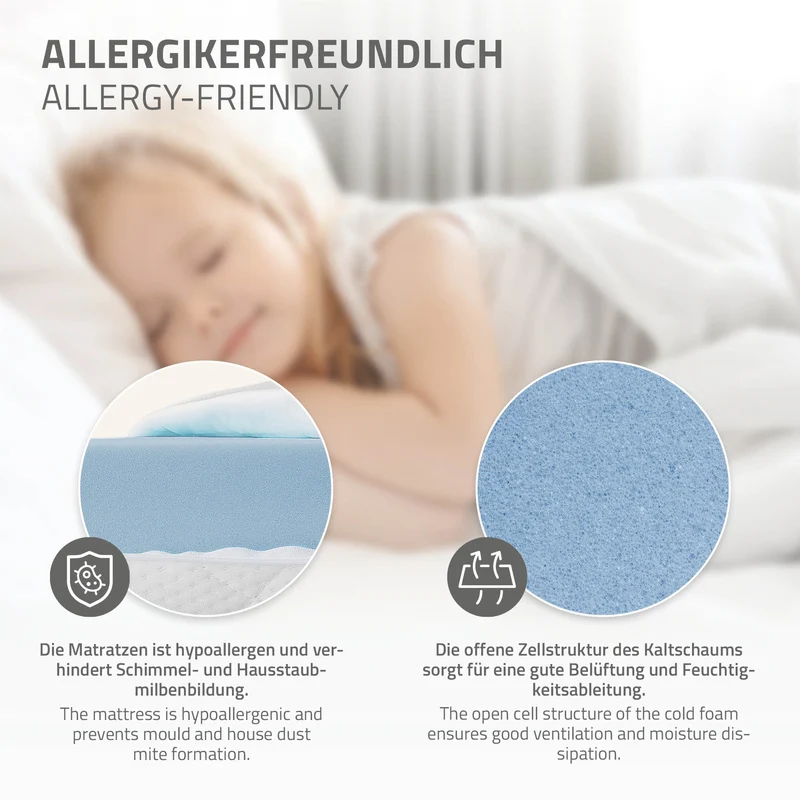 Kinderbett Hausbett 80x160 cm Hellgrau aus Kiefernholz inkl. Matratze H-10cm Holzbett mit Dach und Lattenrost ML-Design