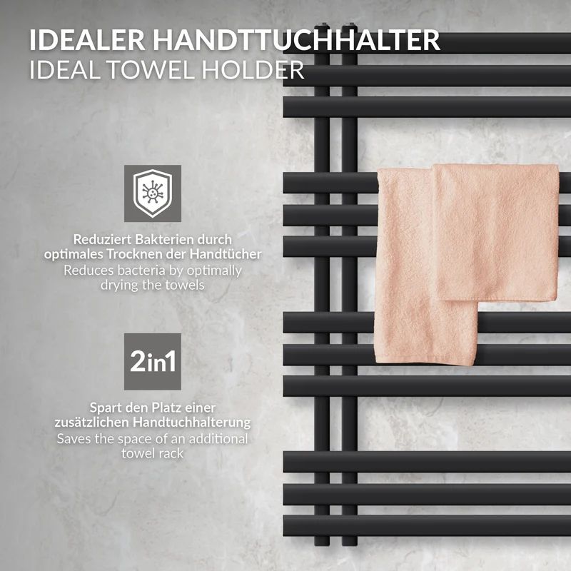 Design Badheizkörper Iron EM 600x1000 mm Schwarz matt Luxe Bath