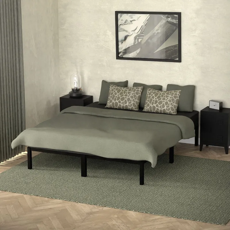 Bettgestell Doppelbett 160x200 cm aus Metall in Schwarz mit Lattenrost ML-Design