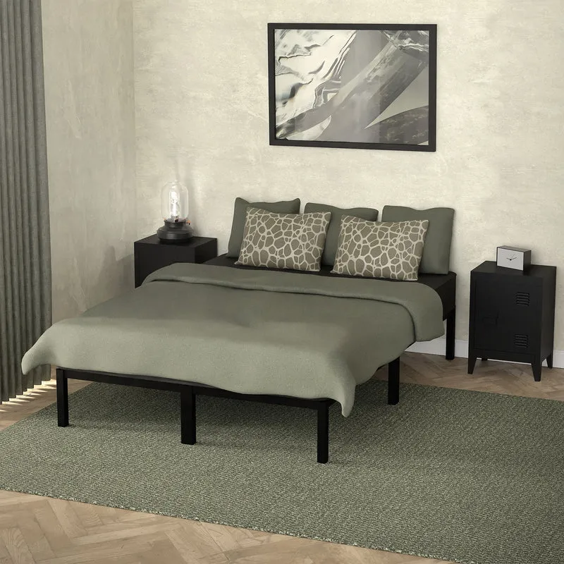 Bettgestell Doppelbett 140x200 cm aus Metall in Schwarz mit Lattenrost ML-Design