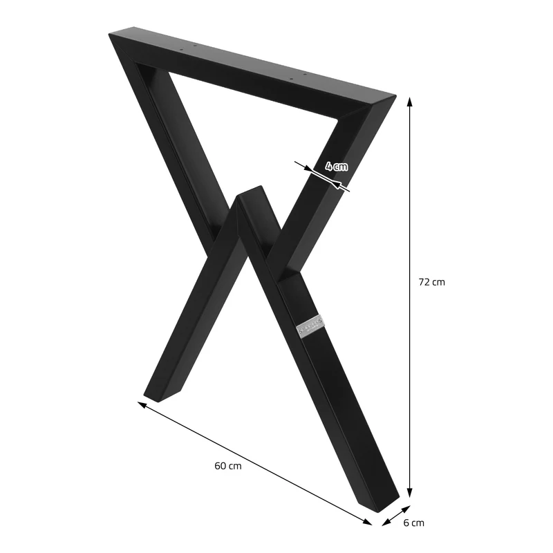 B-Ware 2 Stück Tischbeine B60xH72 cm Tischkufen X-Form Stahl pulverbeschichtet Schwarz ML-Design