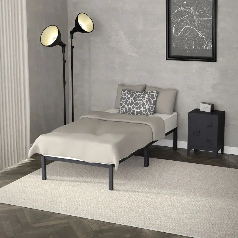 Bettgestell Einzelbett 90x200cm aus Metall in Anthrazit mit Lattenrost ML-Design