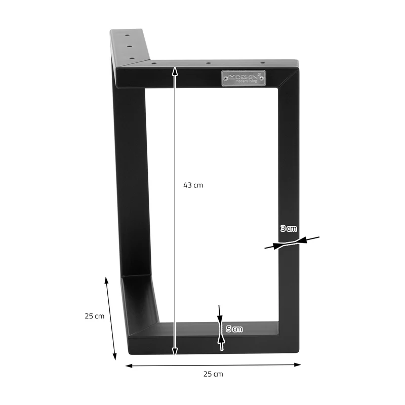 2er Set Tischkufen Bankkufen ARROW B25xH43 cm V-Form Metall Schwarz ML-Design