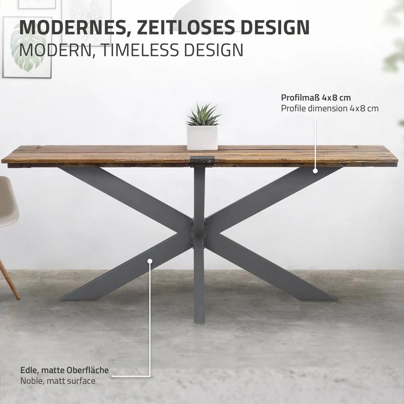 Tischbeine Tischgestell X-Design 78 x 71 x 150 cm Anthrazit aus Metall ML-Design