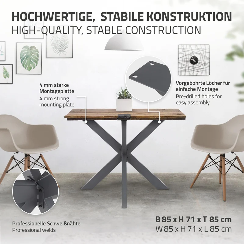 Tischbeine Tischgestell X-Design 85 x 71 x 85 cm Anthrazit aus Metall ML-Design