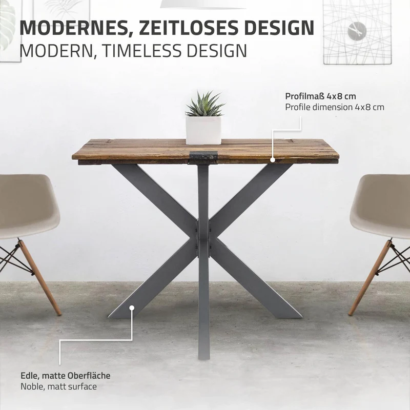 Tischbeine Tischgestell X-Design 85 x 71 x 85 cm Anthrazit aus Metall ML-Design