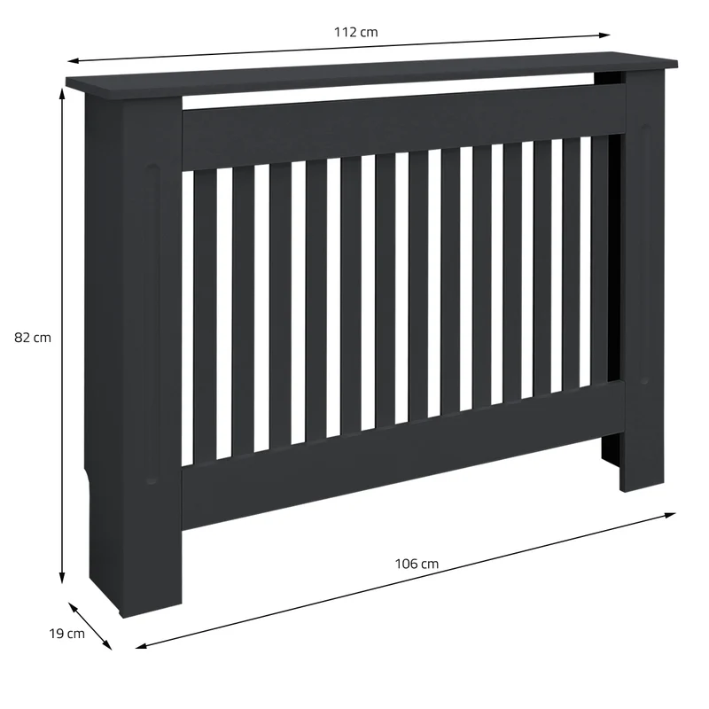 Heizkörperverkleidung 112x19x82 cm Landhaus Anthrazit aus MDF ML-Design