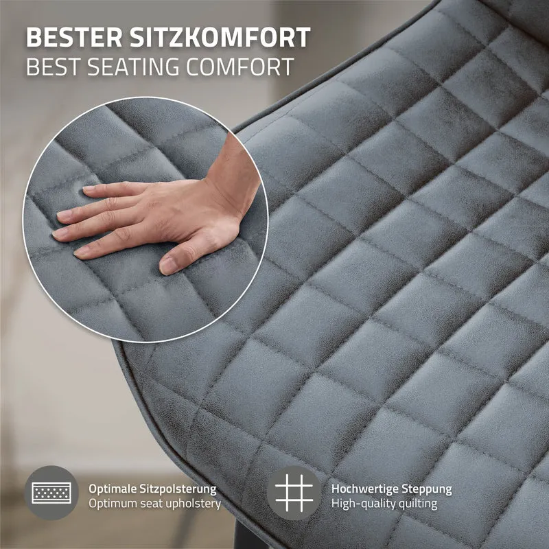 Esszimmerstuhl 6er Set Anthrazit mit Kunstlederbezug und Stahlbeinen Küchenstuhl mit Rückenlehne ML-Design