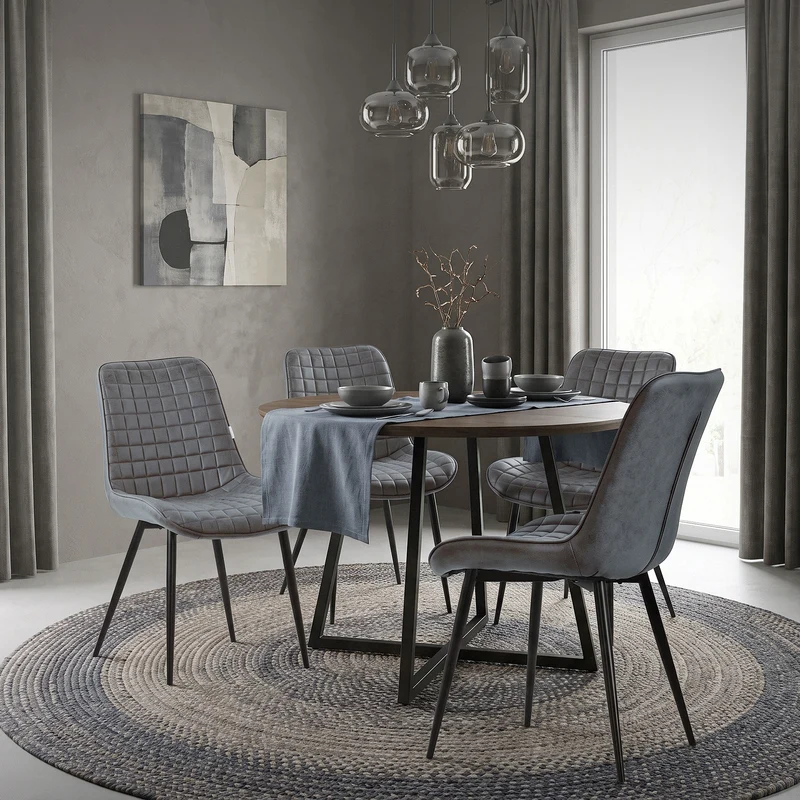 Esszimmerstuhl 6er Set Anthrazit mit Kunstlederbezug und Stahlbeinen Küchenstuhl mit Rückenlehne ML-Design