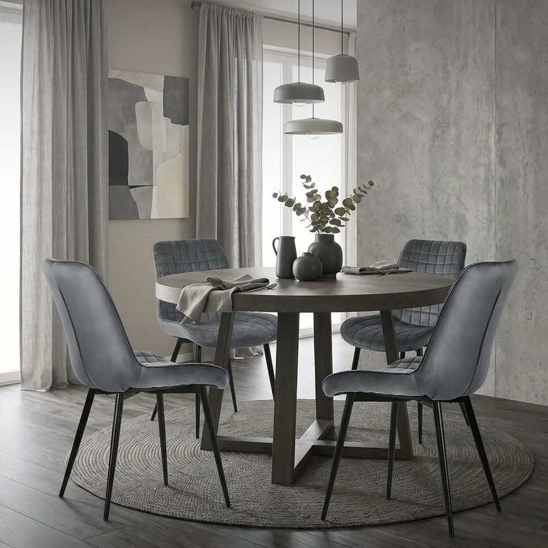 Esszimmerstuhl 2er Set Anthrazit mit Samtbezug und Stahlbeinen Küchenstuhl mit Rückenlehne ML-Design