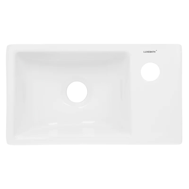 Waschbecken inkl. Ablaufgarnitur Weiß ohne Überlauf 35x20,5x12,5 cm Weiß aus Keramik LuxeBath