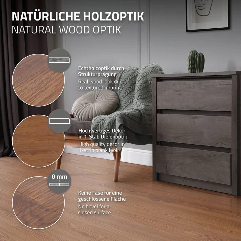 4x Deluxe PVC Klebevinylboden für 2,23 m² Roteiche Braun 2 mm dick ML-Design