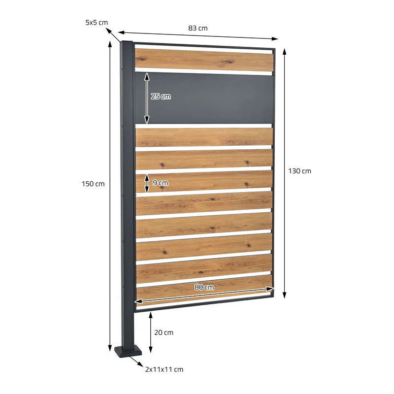 Mülltonnenzaun 83x150 cm Anthrazit/Holzoptik aus Stahl ML-Design