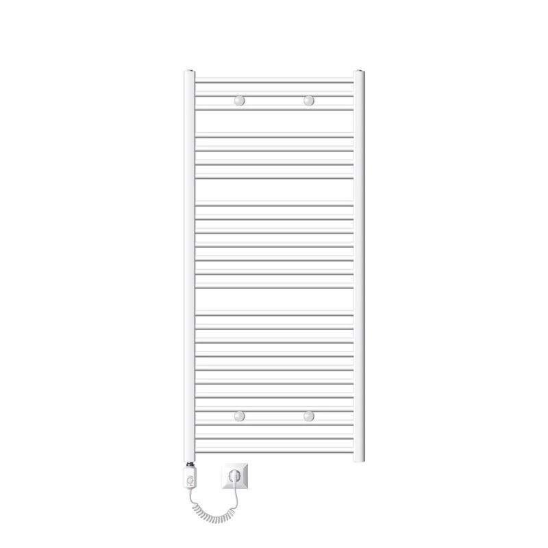 Badheizkörper Sahara mit Heizstab 900W 750x1500 mm Weiß gebogen mit Seitenanschluss
