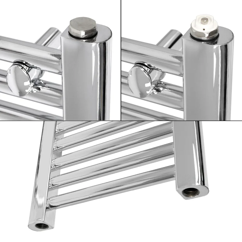 Elektrischer Badheizkörper mit Heizstab 900W 600x1500 mm Chrome gebogen mit Seitenanschluss LuxeBath