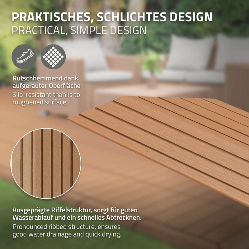 ML-Design | WPC Abschlussleiste mit Klicksystem & Drainage für WPC Bodenfliese, Ecke / Gerade
