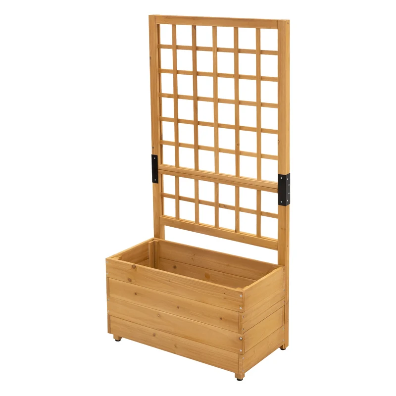 ML-Design | Pflanzkasten mit Rankgitter aus Holz Braun Pflanzkübel Blumenkübel mit Spalier