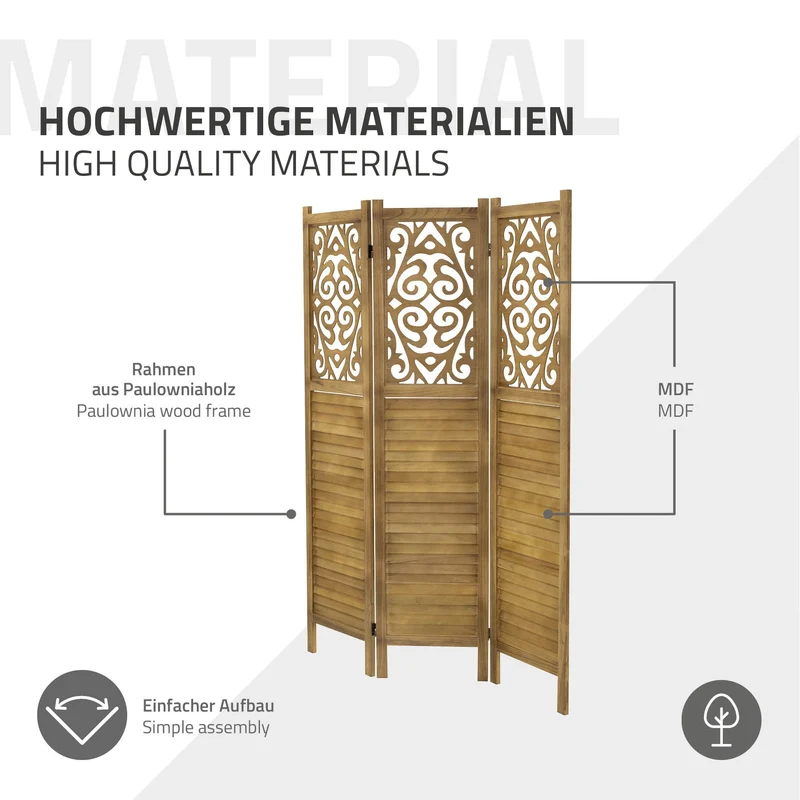 ML-Design | Paravent Raumteiler 3 teilig faltbar, aus Holz, Raumtrenner Trennwand Stellwand
