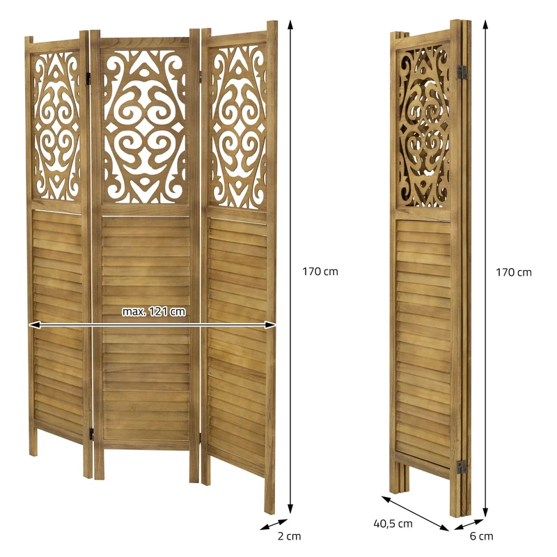 ML-Design | Paravent Raumteiler 3 teilig faltbar, aus Holz, Raumtrenner Trennwand Stellwand