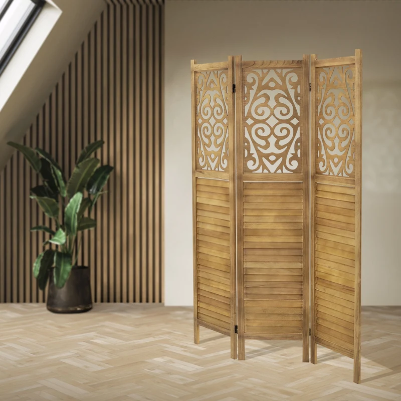 ML-Design | Paravent Raumteiler 3 teilig faltbar, aus Holz, Raumtrenner Trennwand Stellwand