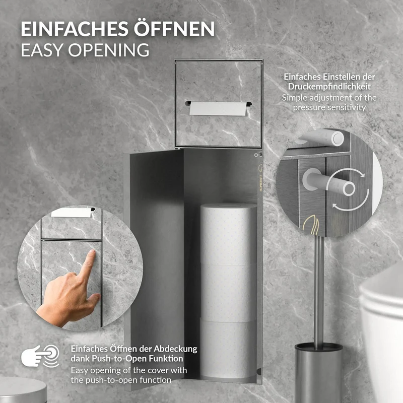 LuxeBath | Unterputz-Schrankmodul befliesbar mit Klappe 60x20x14cm, aus Edelstahl, WC Wandnische, Einbauschrank