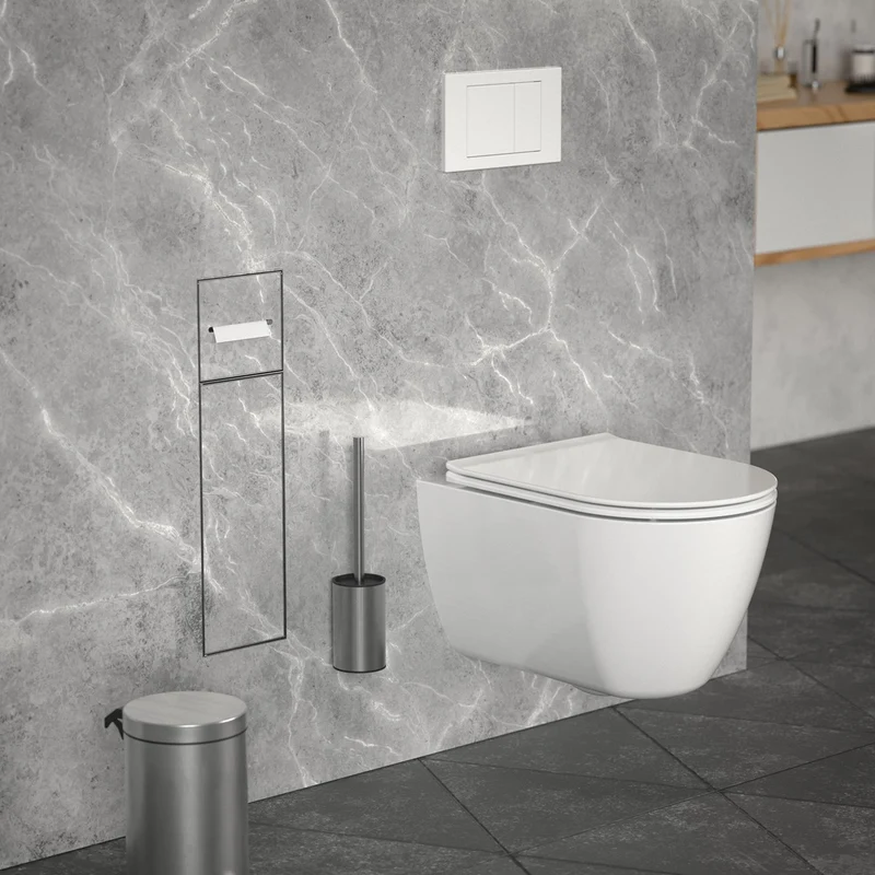 LuxeBath | Unterputz-Schrankmodul befliesbar mit Klappe 60x20x14cm, aus Edelstahl, WC Wandnische, Einbauschrank