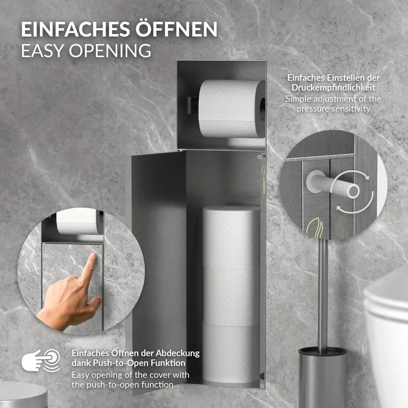 LuxeBath | Unterputz-Schrankmodul befliesbar 60x20x14cm, aus Edelstahl, WC Wandnische, Einbauschrank
