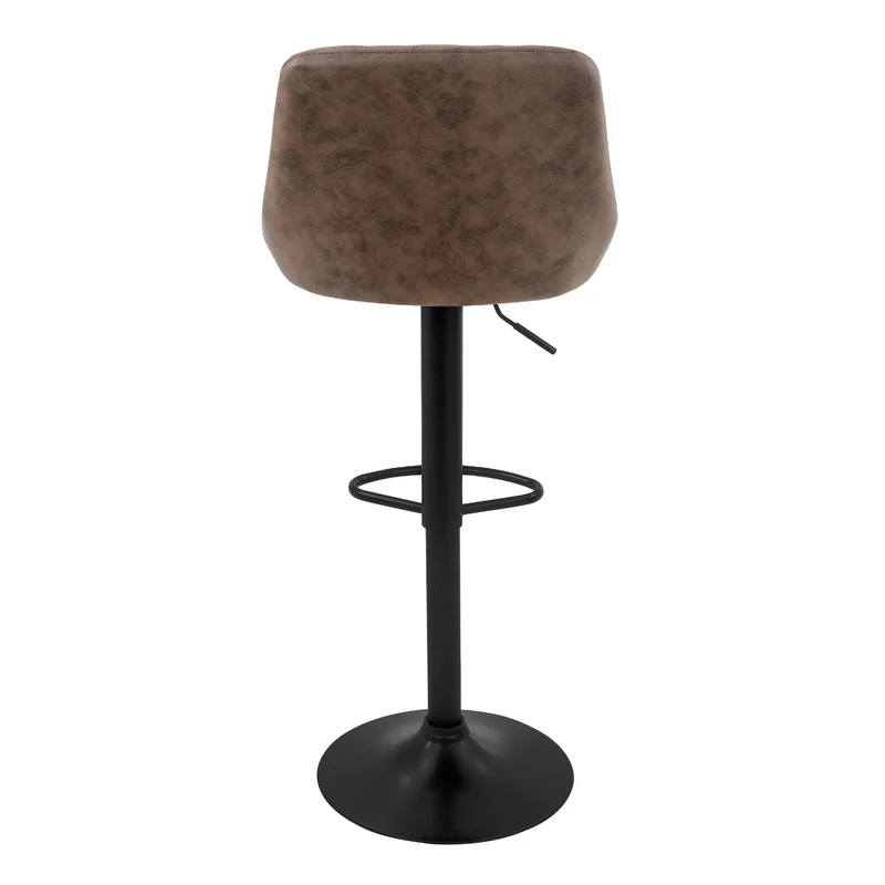 4er Set Barhocker Braun Kunstlederbezug mit Rückenlehne und Fußstütze höhenverstellbar 62-82 cm ML-Design