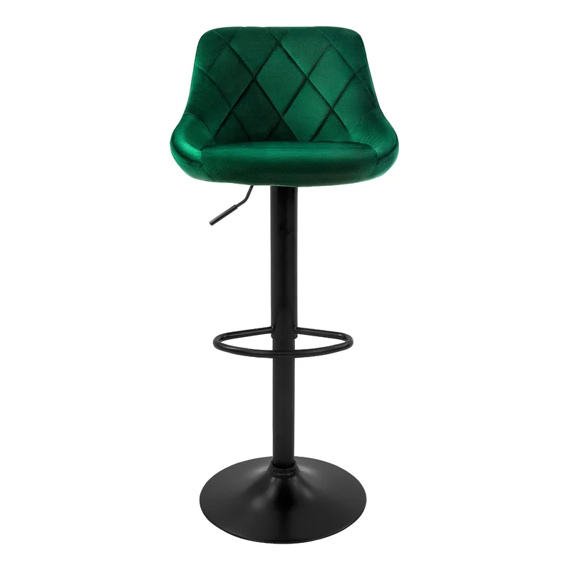 Barhocker 2er Set Grün Samtbezug mit Rückenlehne und Fußstütze höhenverstellbar 62-82cm ML-Design